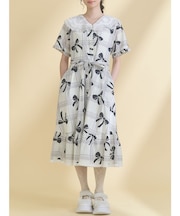 ribbonレースカラーシャツワンピース