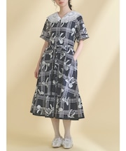 ribbonレースカラーシャツワンピース