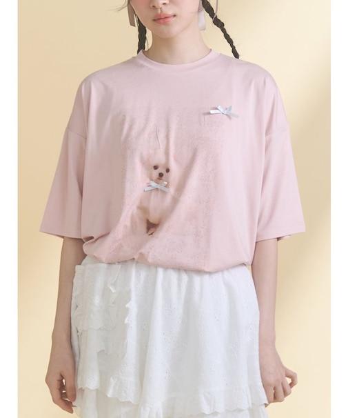 ribbon dog collage tee