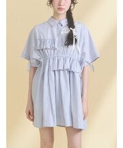 ストライプフリルミニワンピース