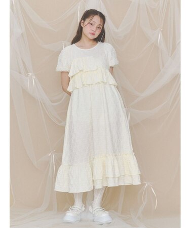 jacquard tieredワンピース