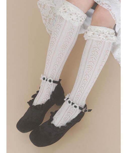 靴下屋×merry jenny flower lace knit sock