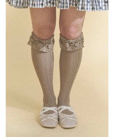 靴下屋×merry jenny flower lace knit sock