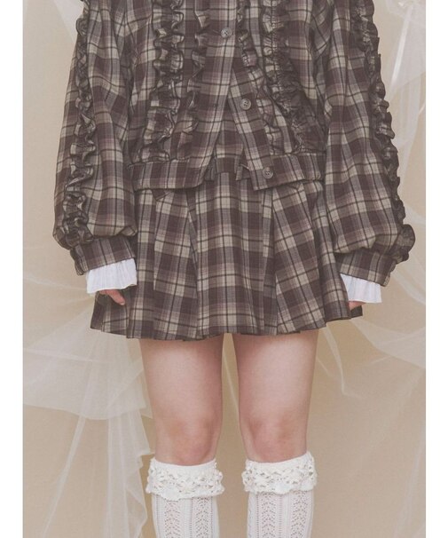 リボンチェックプリーツスカート