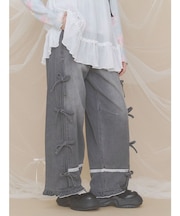 バレルレッグリボンデニムパンツ