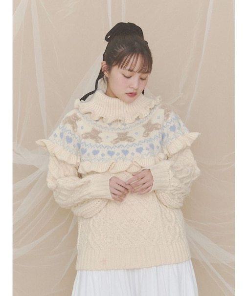 bear yoke knit tops