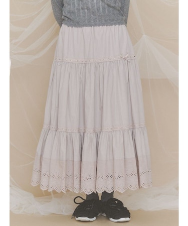 lace ribbonギャザースカート