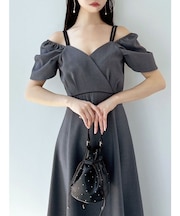 ダブルストラップフレアワンピース