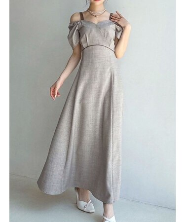 ダブルストラップフレアワンピース