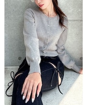 クルーネックニットカーデ