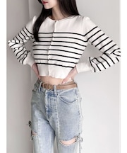 クルーネックニットカーデ