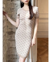 ラメジャガードミニニットワンピース