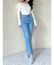 パールポイントデニムパンツ