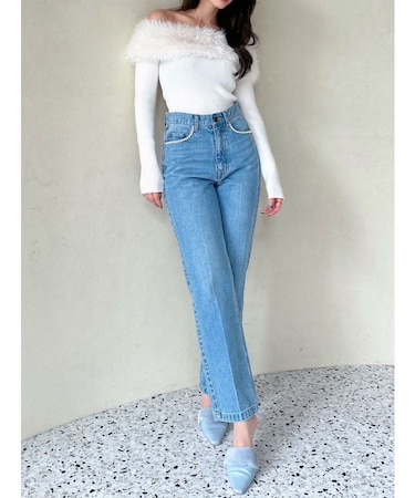 パールポイントデニムパンツ