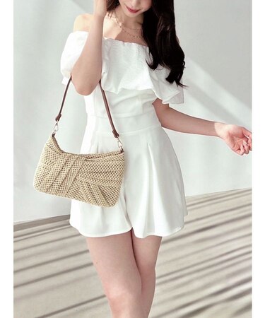 バルーンオフショルショートコンビネゾン