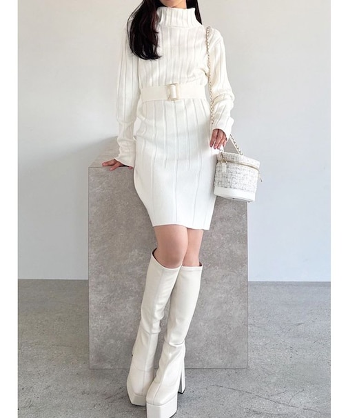 【WEB限定】ワイドリブニットワンピース