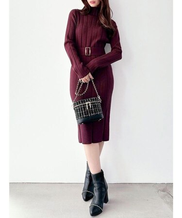 【WEB限定】ワイドリブニットワンピース