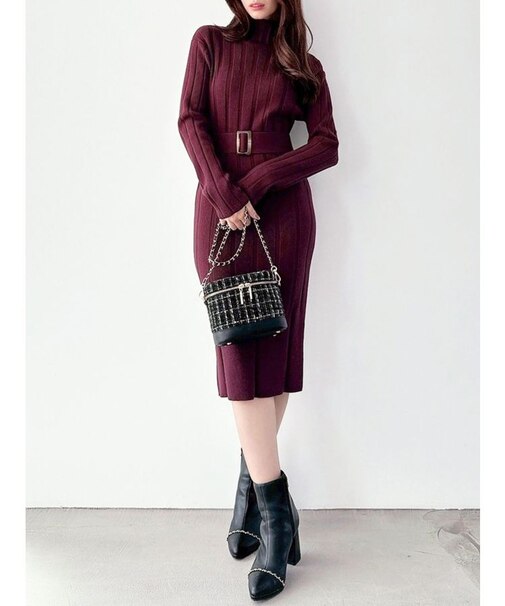 【WEB限定】ワイドリブニットワンピース