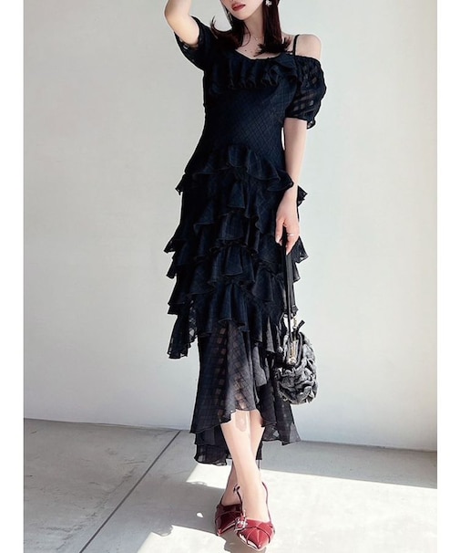 ヘムラッフルアシメワンピース