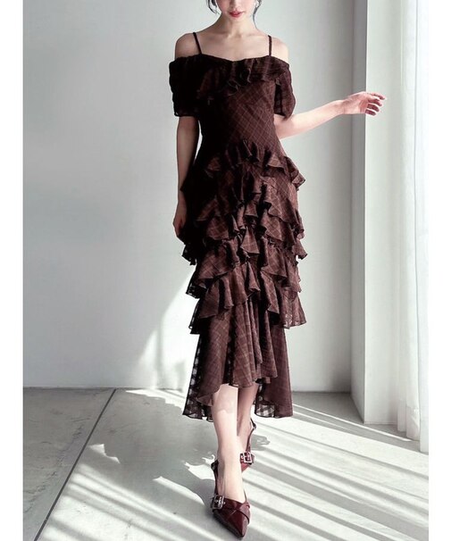 ヘムラッフルアシメワンピース