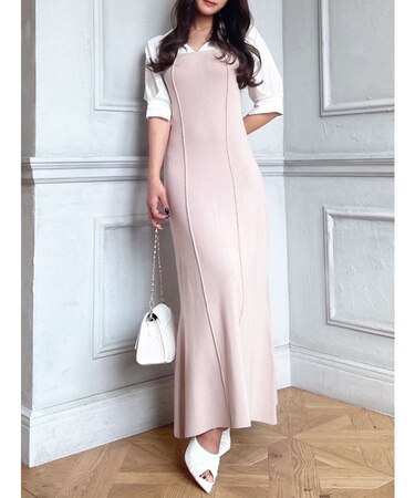 シャツドッキングニットワンピース