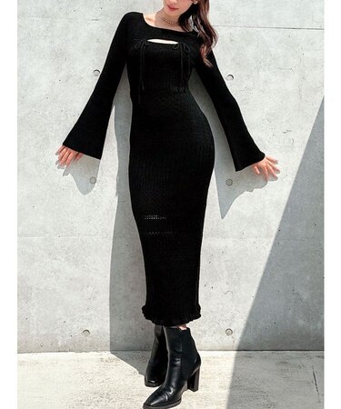 クロシェニットタイトワンピース