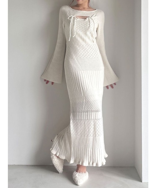 クロシェニットタイトワンピース