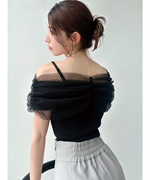 シアーコンビオフショルニット