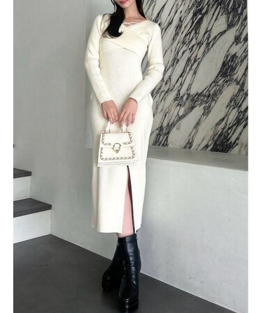 ダブルクロスニットワンピース