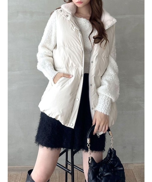 ネックファーダウンベスト