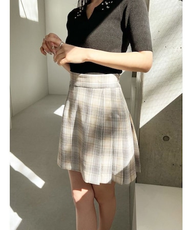 サイドプリーツミニスカート