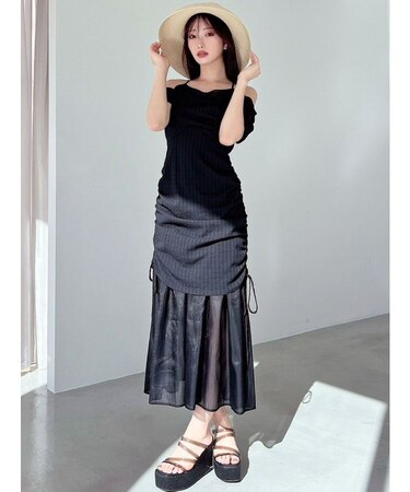 シアーレイヤードギャザーワンピース