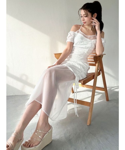 シアーレイヤードギャザーワンピース