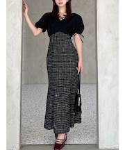 カシュクールツイードマーメイドワンピース