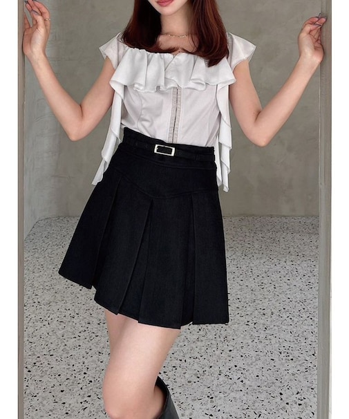 コルセットラッフルブラウス