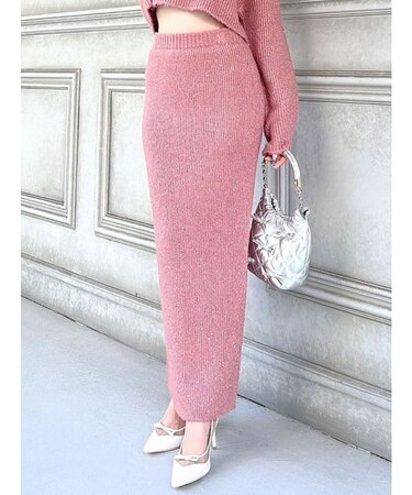 グリッターIラインニットスカート【セットアップ着用可能】