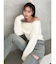 ストリングシャギーオフショルニットトップス