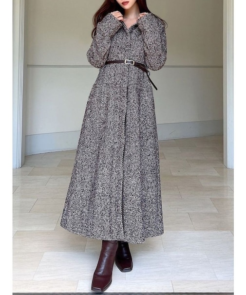 ヘリンボーンステンカラーコート