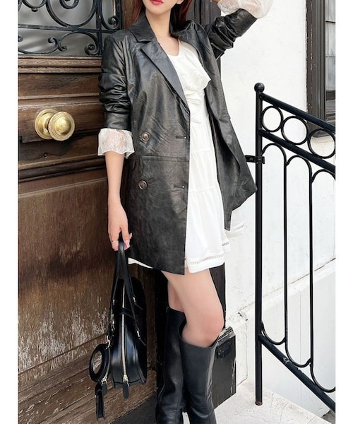 カフスレースフェイクレザージャケット｜リゼクシーの通販｜&mall