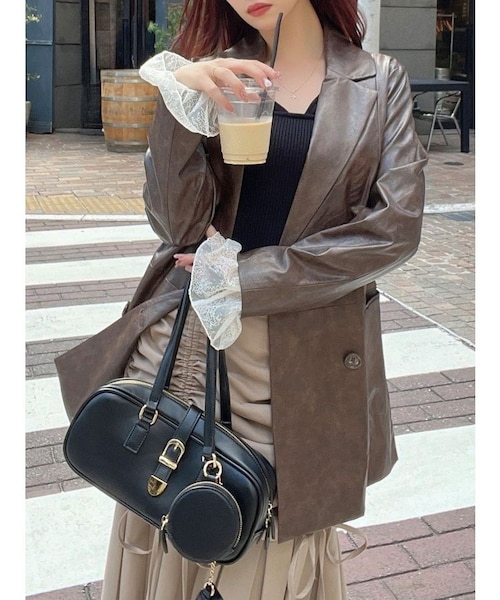 カフスレースフェイクレザージャケット｜リゼクシーの通販｜&mall