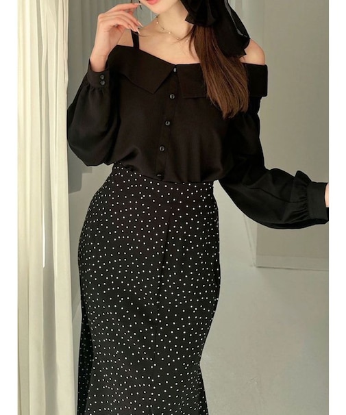 ダブルストラップオフショルブラウス