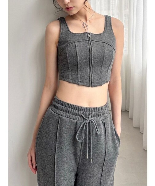 センターZIPコルセットトップス【セットアップ着用可能】