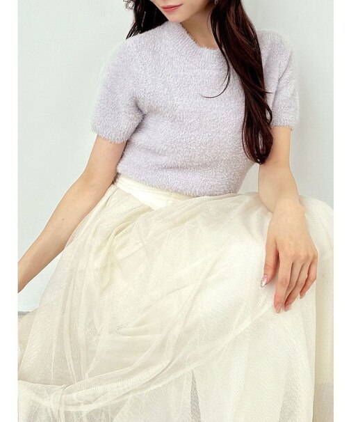 ミニシャギーラメニットトップス