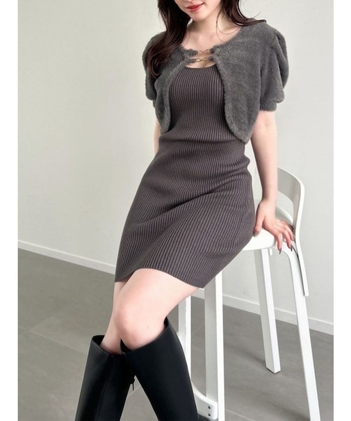 シャギーアンサンブルニットワンピース