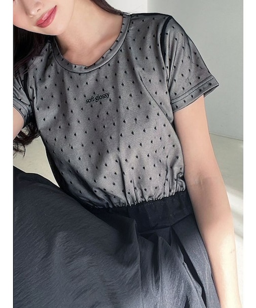 ドットチュールレイヤードTシャツ