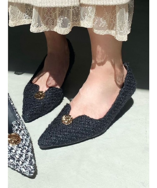 ツイード調パンプス