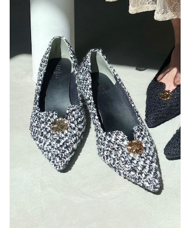 ツイード調パンプス