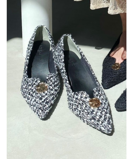 ツイード調パンプス