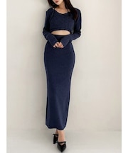 シャーリングニットトップス【セットアップ着用可能】