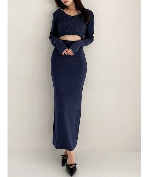 シャーリングニットトップス【セットアップ着用可能】